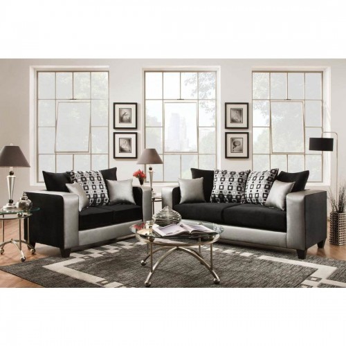 [SPECIAL] Monroe Silver/Black Sofa & Loveseat