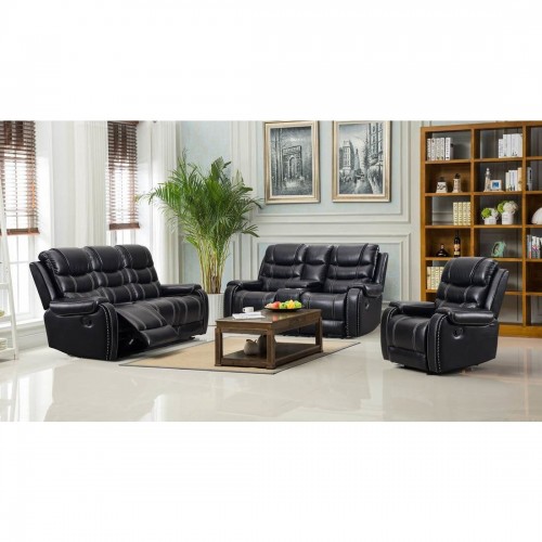 [SPECIAL] Paulo Black 3-Piece Reclining Living Room Set Sofa & Loveseat & Chair