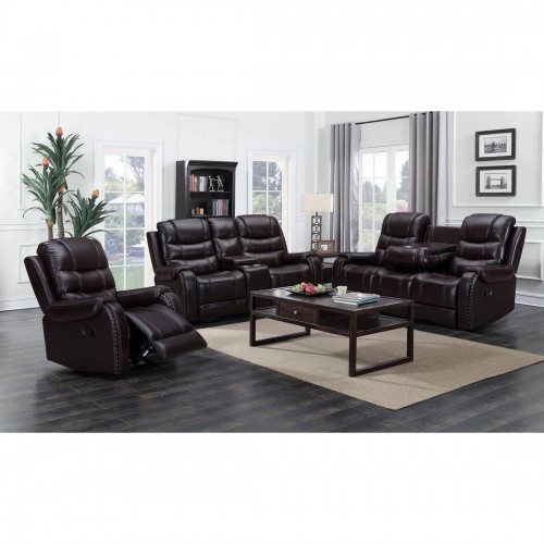 [SPECIAL] Paulo Brown 3-Piece Reclining Living Room Set Sofa & Loveseat & Chair