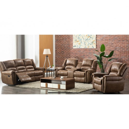 [SPECIAL] Rivercreek Brown 3-Piece Reclining Living Room Set Sofa & Loveseat & Chair